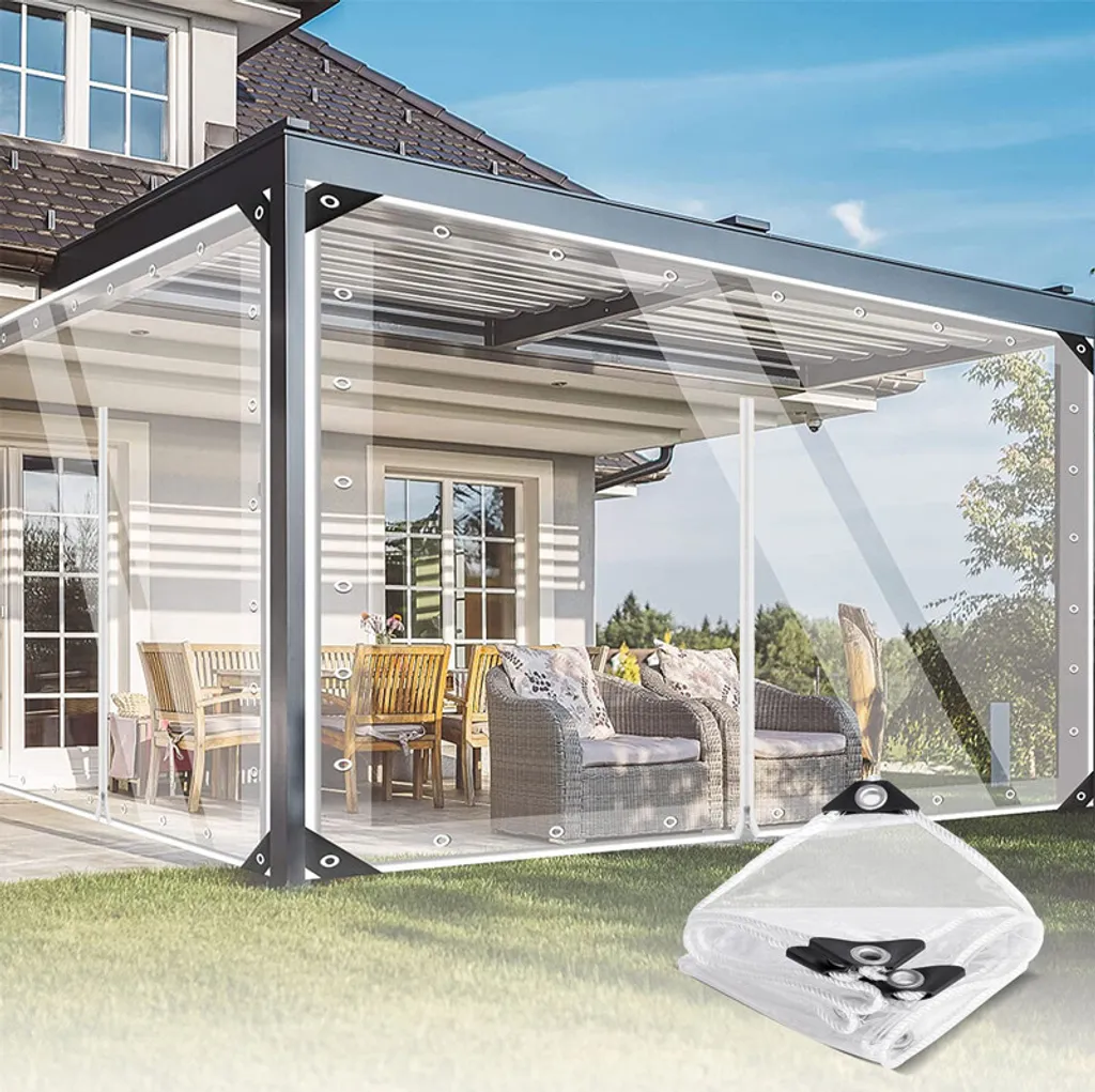 Bâche de protection PVC transparente 2x3m étanche avec fermeture éclair