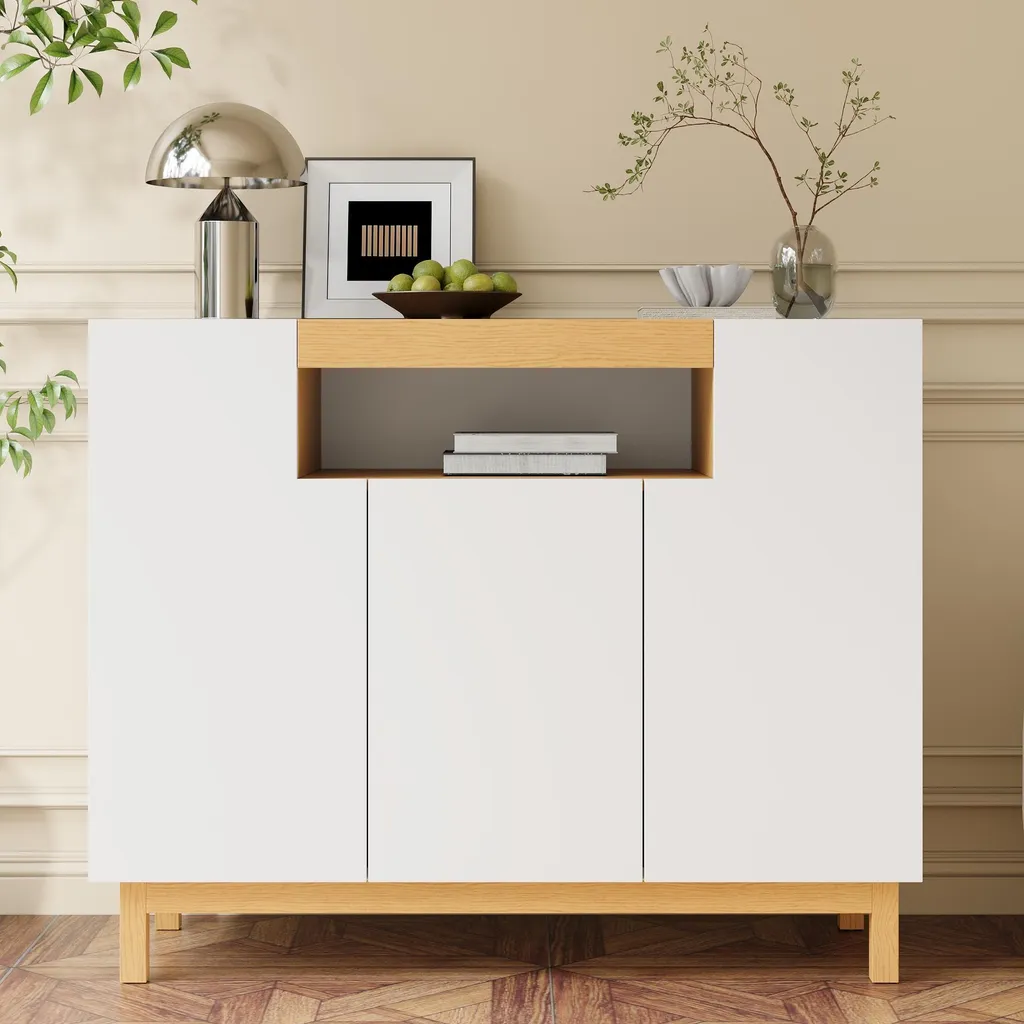 Commode de rangement multifonctionnelle blanche avec étagère ouverte - 5
