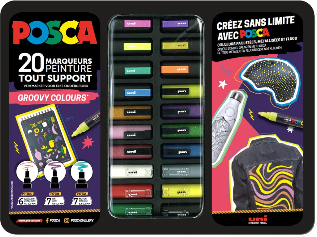 POSCA Marqueur à pigments GROOVY COLOURS boîte de 20 feutres peinture