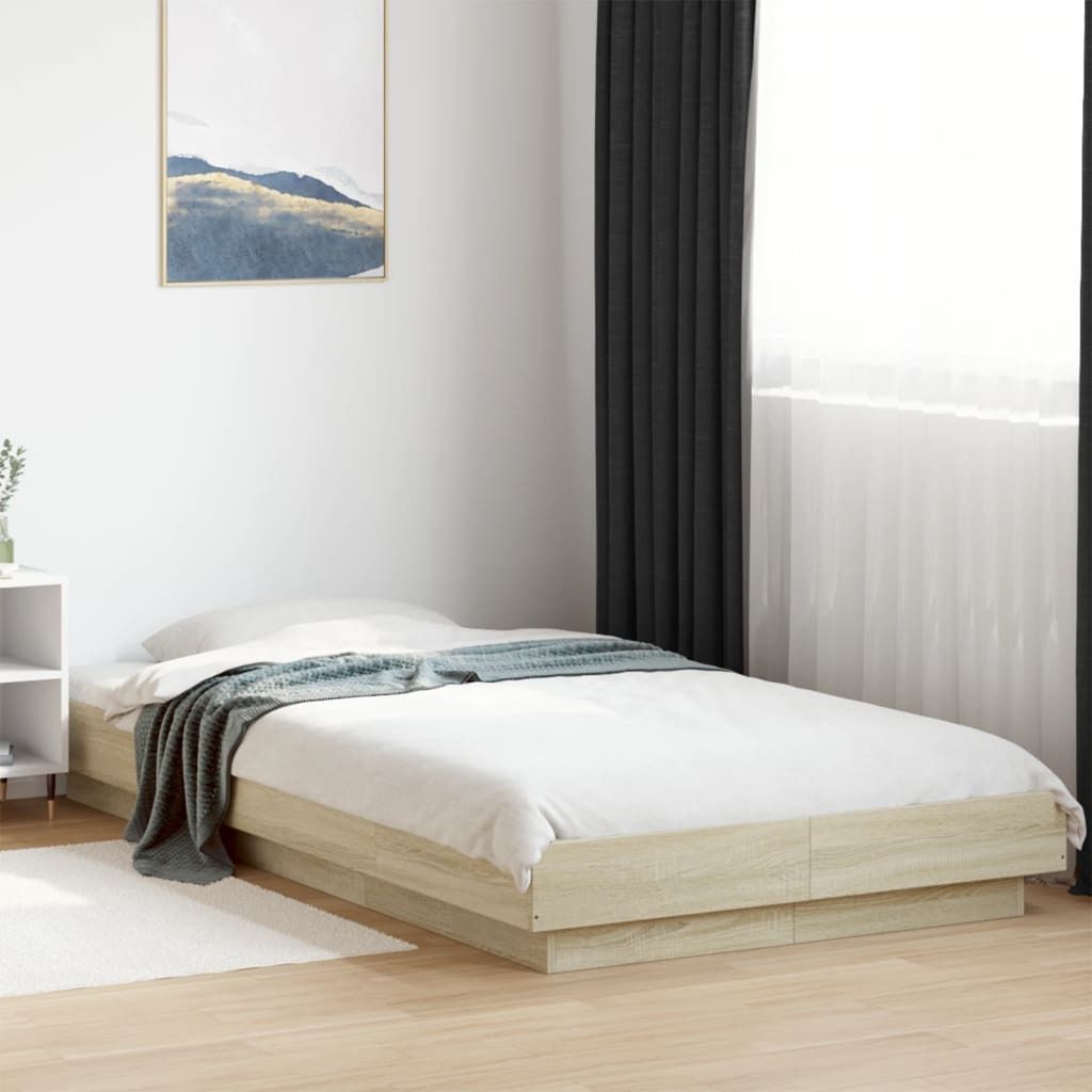 vidaXL Bettgestell mit LED Sonoma-Eiche 90x200 cm Produktbild 