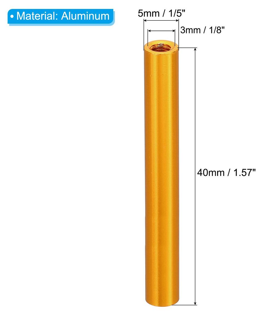 M3 Aluminium Abstandshalter, 6 Stš¹ck Metall Abstandsbolzen Hš¹lsenmutter 3mm ID x 5mm OD x 40mm L Gewindespacer Schraubenabstandhalter Rund f...