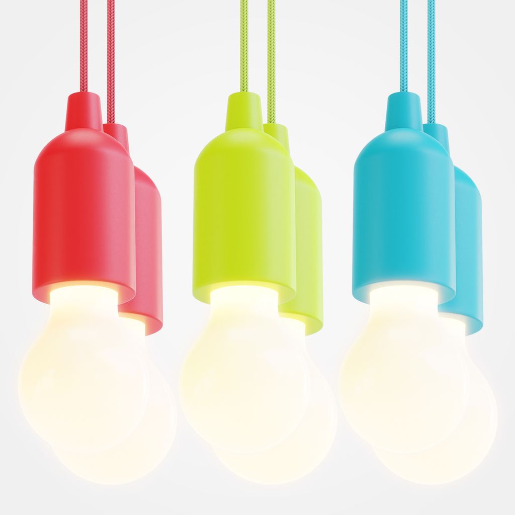 ABSINA 6x LED Lampe batteriebetrieben - kabellose LED Leuchte 1W - mobiles Pull Light für Garten Zelt Camping Kleiderschrank