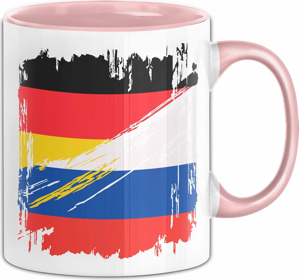 Russland Deutschland Flagge Halb Deutscher Halb Russe Fußball Germany 2024 Europa Russia (Rosa)