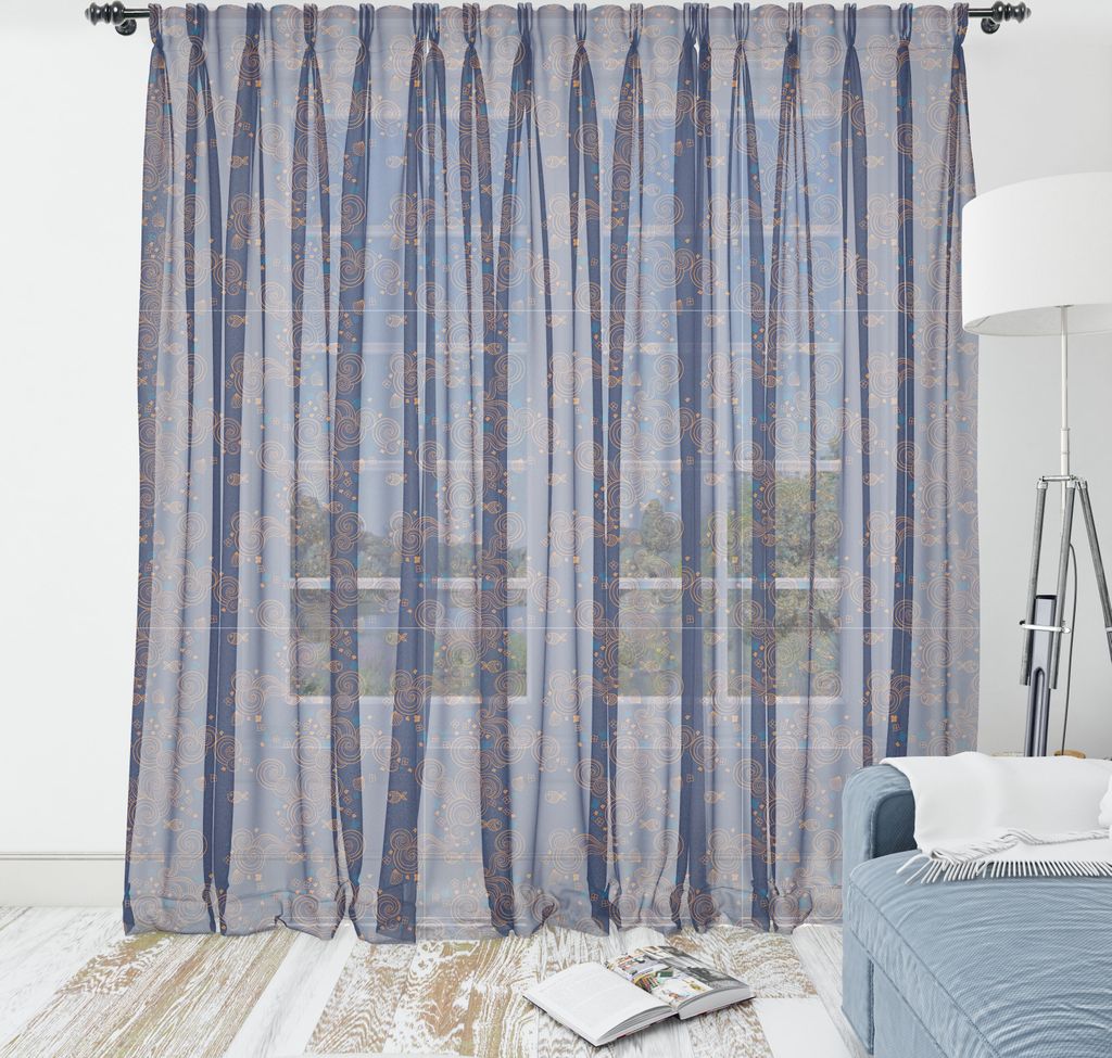 ABAKUHAUS Nautisch Wandteppich, Nette blühen Muster der wirbelnden Verzierungen mit Fisch Shell und Blumen, Wohnzimmer Schlafzimmer seidiges Sati...