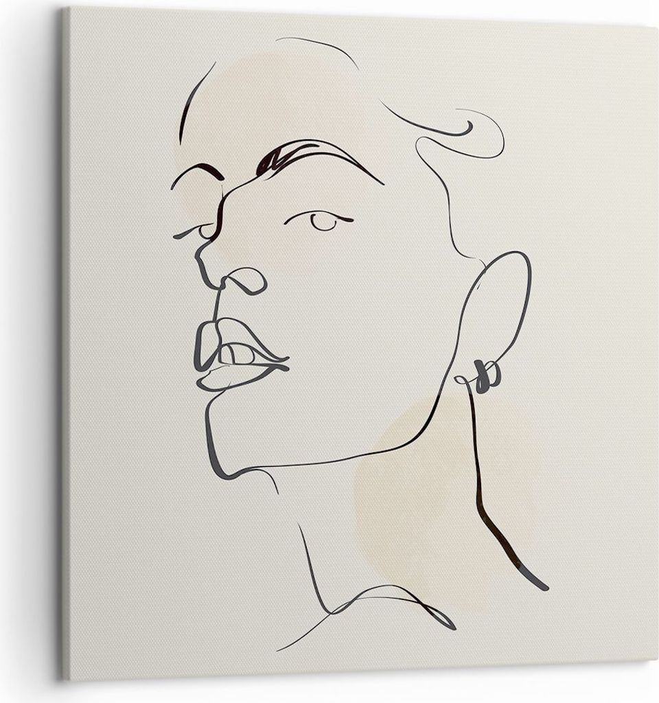 Bild auf Leinwand - Leinwandbild - Einteilig - Minimalismus Porträt Linie - 50x50cm - Wand Bild - Wanddeko - Wandbilder - Leinwanddruck - Bilder -...