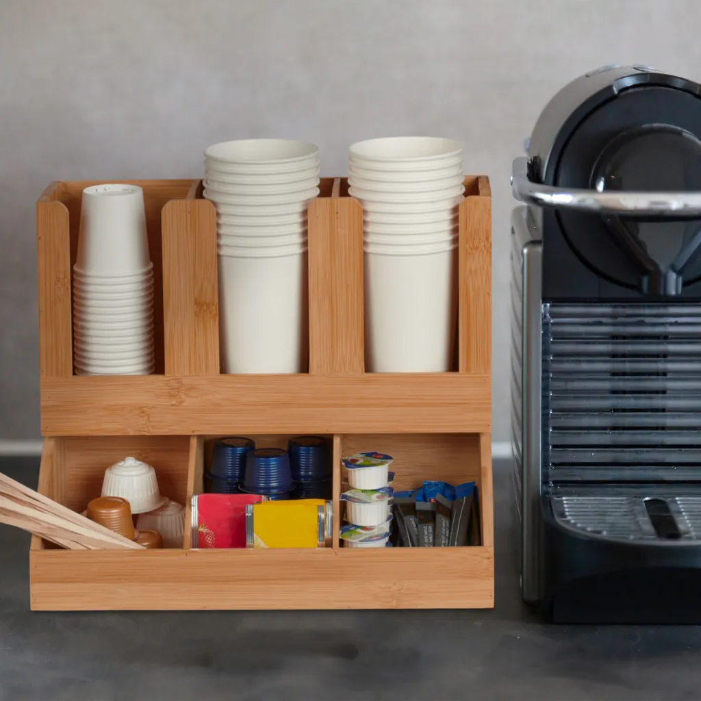 Rangement Café pour Cuisine et Bureau avec 6 Cases pour Dosettes Thé