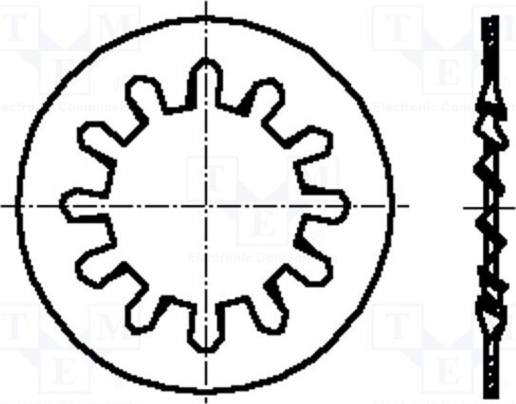 100x Unterlegscheibe h=0,4mm D=6mm innengezahnt 1279432 Unterlegscheiben M3