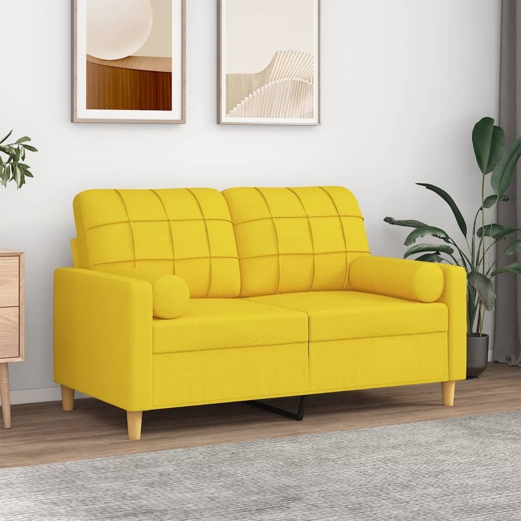 Maison Exclusive - 2-Sitzer-Sofa mit Zierkissen Hellgelb 120 cm Stoff