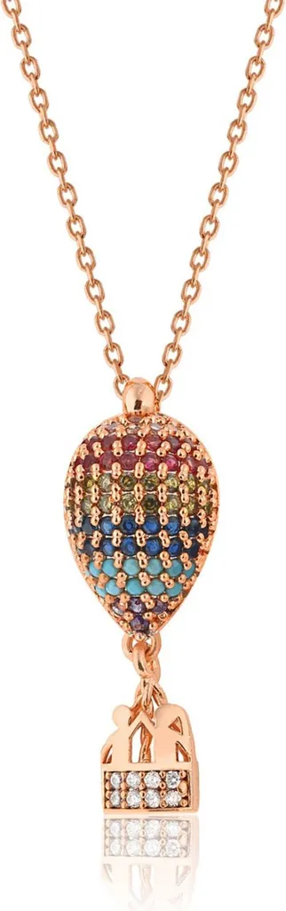 Collier idée cadeau pour femme - Argent 925 et zircons or rose étincelants