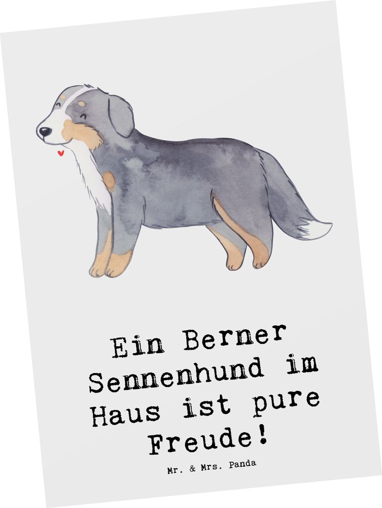 Mr. & Mrs. Panda Postkarte Berner Sennenhund Freude - Weiß - Geschenk, Ansichtskarte, bildkarte, Grußkarte, Hunderassen Beschreibung, Haustierfre...