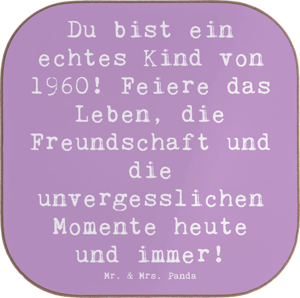 Mr. & Mrs. Panda Holzuntersetzer Spruch 1960 Geburtstag Produktbild 