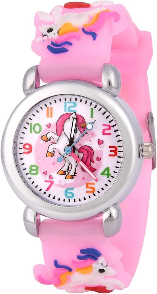 Analog, 3D Cartoon Lernuhr Quarzwerk, Silikon Uhrenarmband, Produktbild 