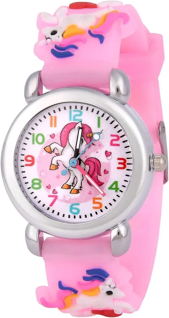 Orologio analogico per l'apprendimento dei cartoni animati 3D, movimento al quarzo, cinturino in silicone, da 3 anni a 11 anni, orologio da polso per bambini, ragazza e ragazzo