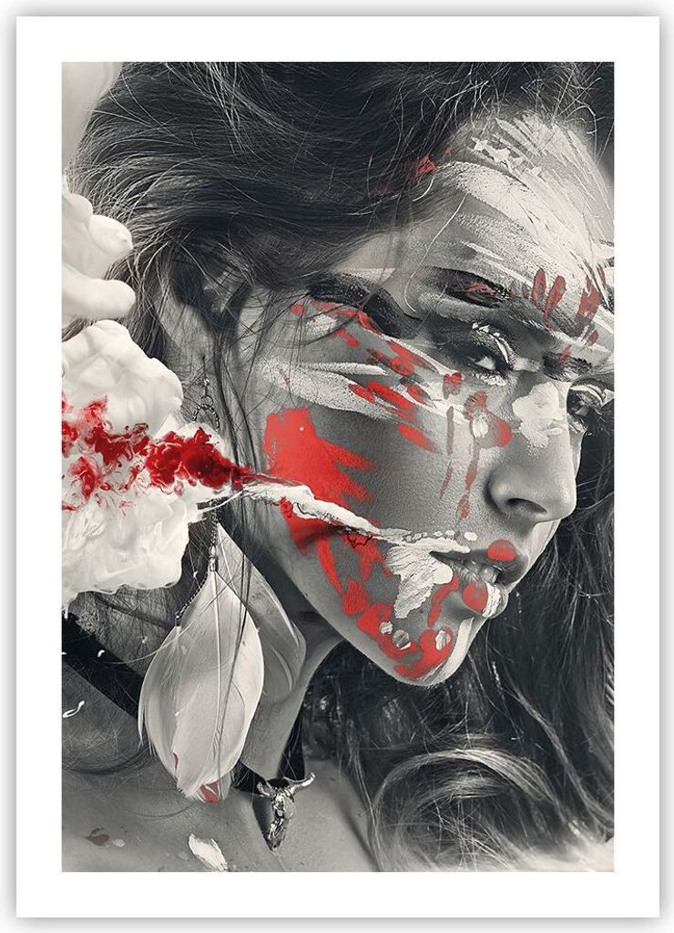 Poster - Poster ohne Rahmen - Frau Gesicht Kunst - 50x70 cm - Wand Bild - Wanddeko - Wandbilder - Kunstposter - Wandposter - Bilder - Kunstdruck - ...