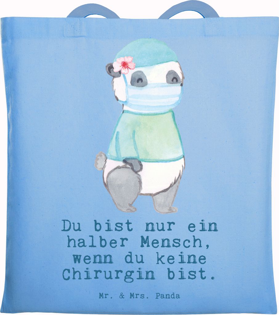 Mr. & Mrs. Panda Shopping Tasche Chirurgin Herz - Sky Blue - Geschenk, dokumententasche, Tote Bag, Ärztin, Uni, Krankenhaus, Spruch, Witzig, Stoff...