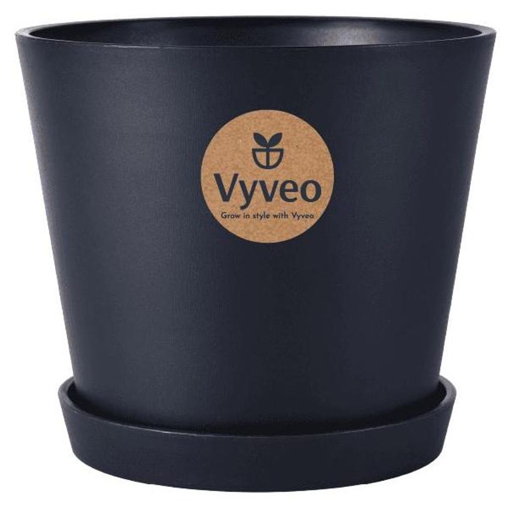 Vyveo - Blumentopf Norden mit Untersetzer - Schwarz - 27x23
