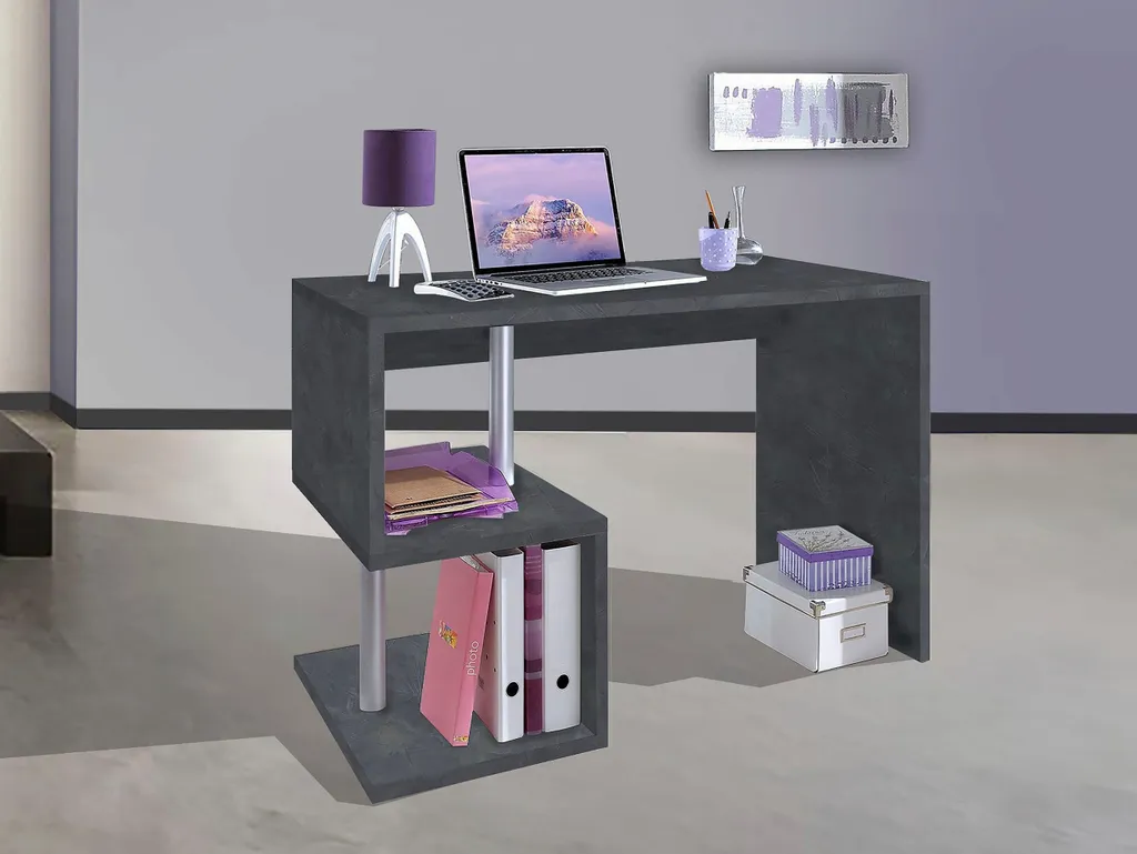 Bureau d'angle Esse Angolo gris ardoise compact 100x50x77,5 cm