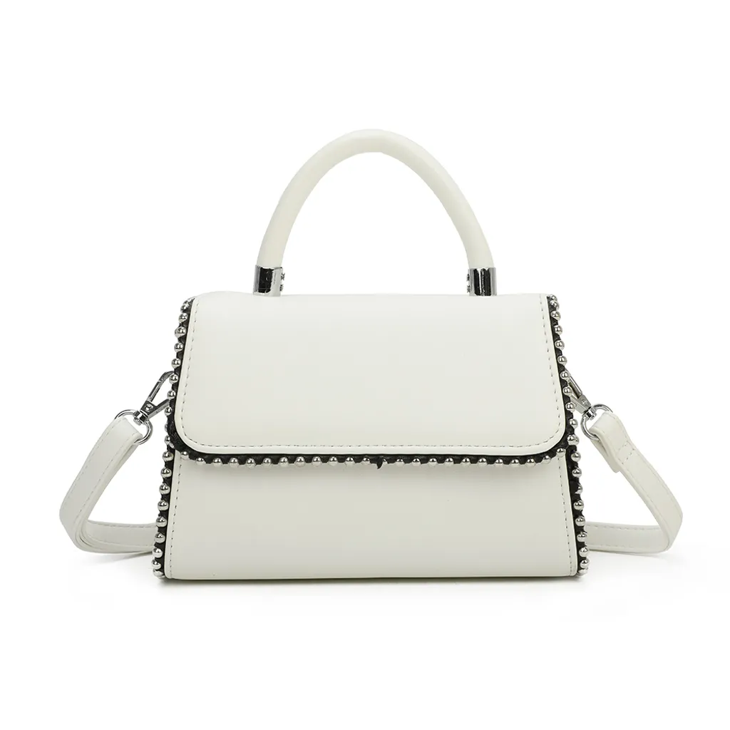 Sac à Main Blanc pour Femme Style Cabas avec Rivets Décoratifs Gallantry
