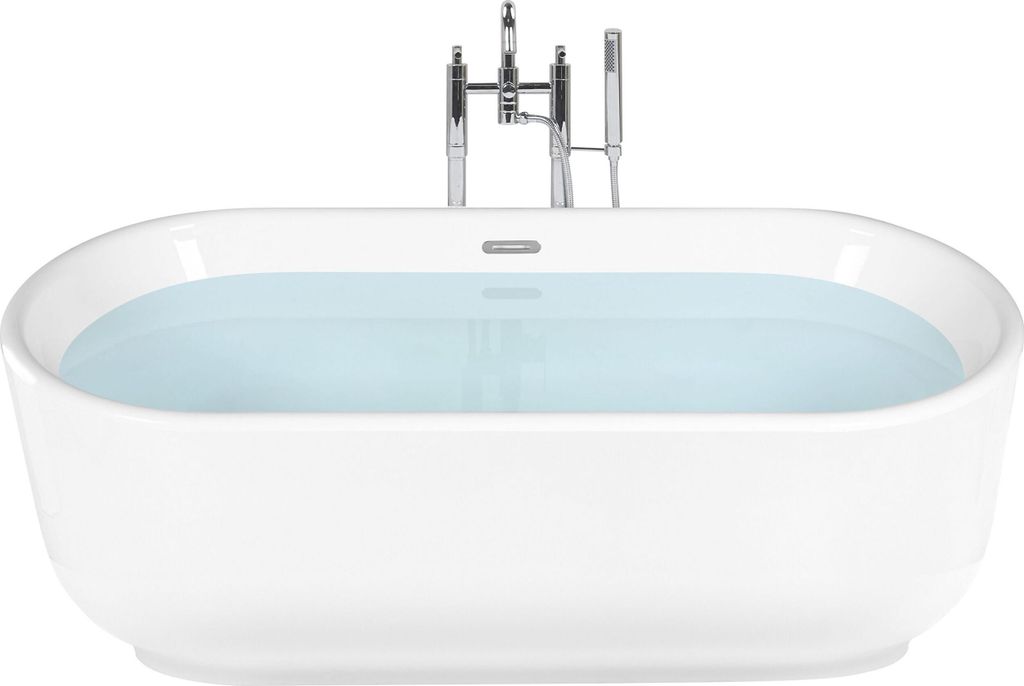 BELIANI Badewanne Weiß 170 x 80 cm Sanitäracryl Freistehend Oval geschwungene Form Elegant Badezimmer