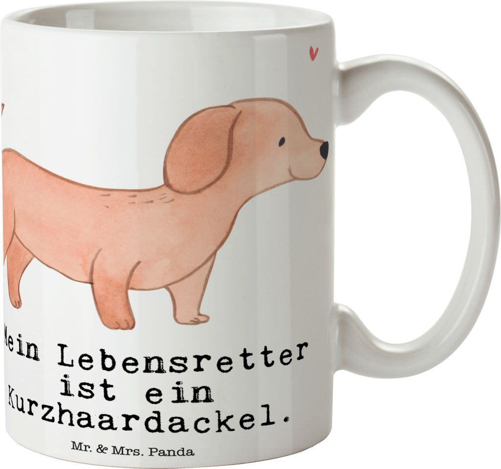 Mr. & Mrs. Panda Tasse Dackel Kurzhaardackel Lebensretter - Weiß - Geschenk, Kaffeetasse, kaffeebecher bedruckt, Becher, Teckel, Dachshund, Trinkb...