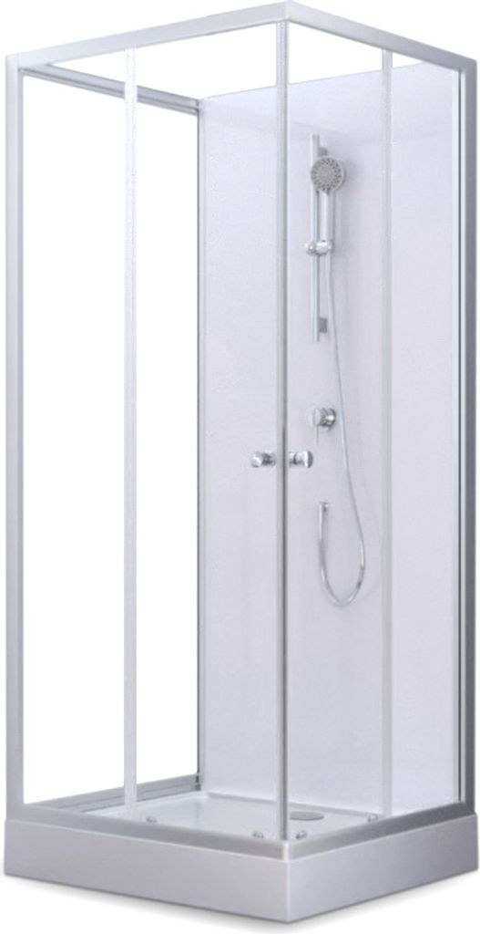 Dusche Komplett MARWELL Komplettdusche Fertigdusche White Dream 90 x 90 x 200 cm – Komplett Set inkl. Duschwanne und Armatur - reversibel aufbaub...