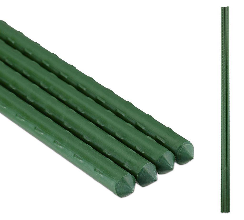 Tuteurs Relaxdays, lot de 10, 90 cm, Ø 10 mm, acier gainé Image du produit 