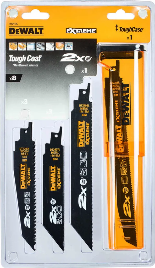 Lames de scie sabre DEWALT : finissez vos coupes difficiles 8pcs