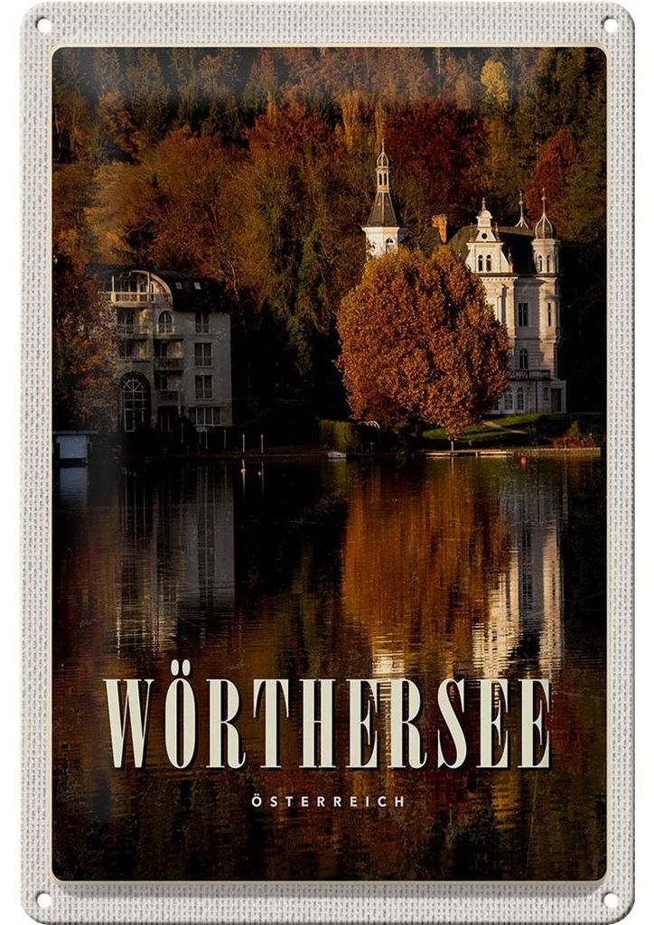 Blechschild Reise 20x30cm Wörthersee Europa Schloss Natur Urlaub