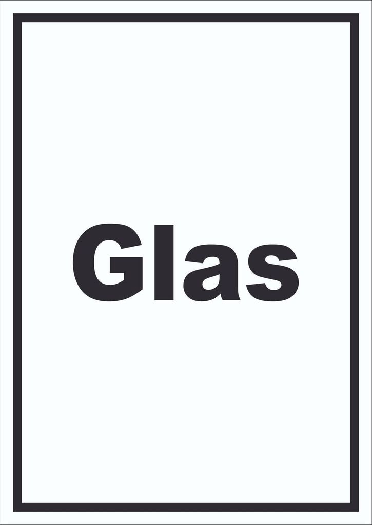 Glas Mülltrennung Schild mit Text hochkant A3 (297x420mm)