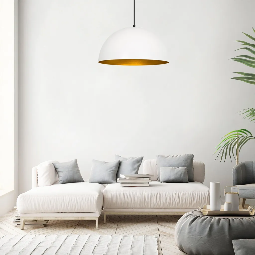 Lustre chic en acier blanc et or Sivani ABY au design géométrique
