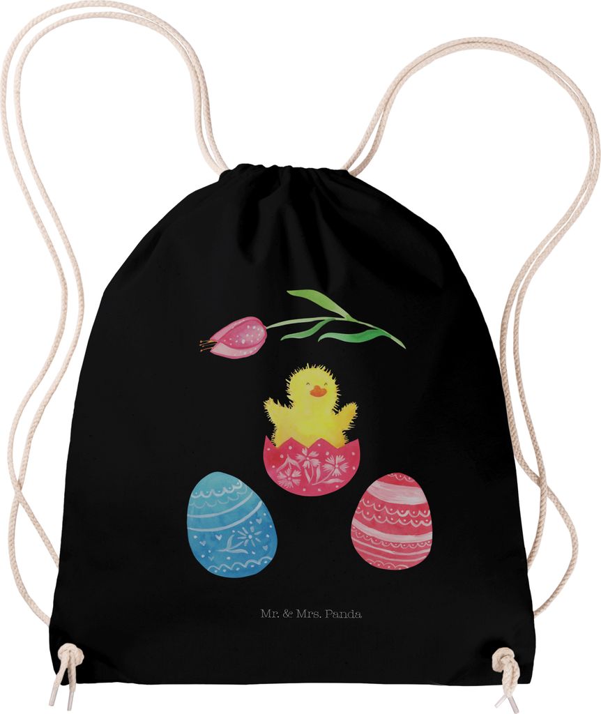 Mr. & Mrs. Panda gym rucksack Küken Schlüpfen - Schwarz - Geschenk, Ostern, Freude, Beutel, Frohe, Ei, wander, mit kordel, sporttasche klein, Ost...