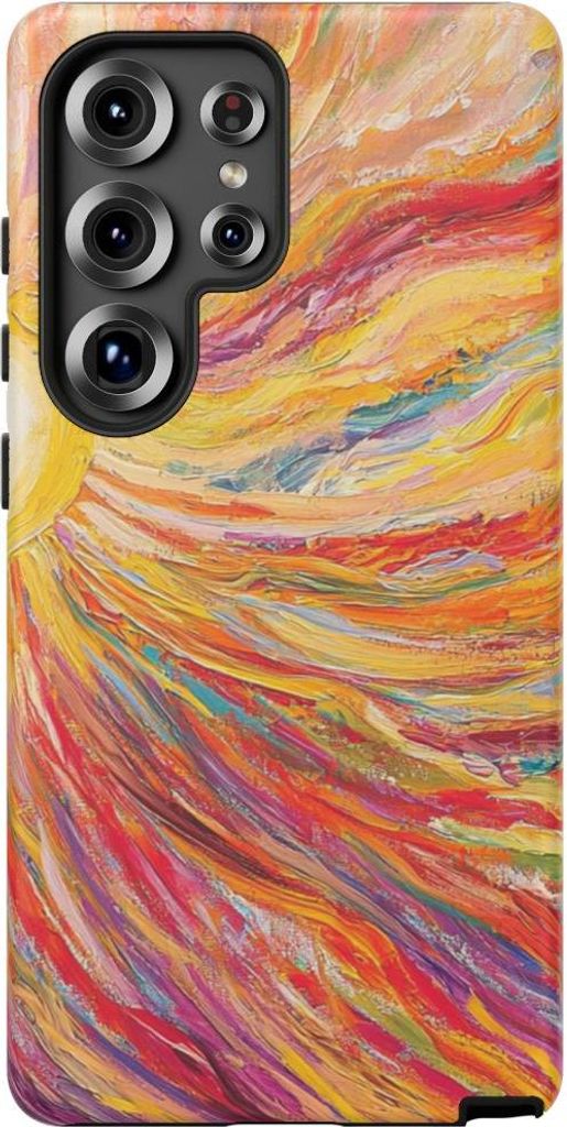Abstraktes Sonnenstrahlen-Motiv mit leuchtenden Pinselstrichen – Hülle Kompatibel mit Galaxy S25 Ultra