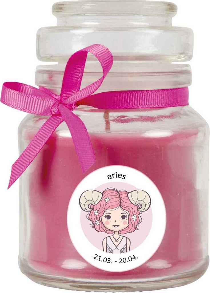 HS Candle "Sternzeichen" Duftkerze Lavendel im Bonbonglas ( Widder ) - viele Motive zur Auswahl, 120g - Brenndauer bis zu 30 Std - Aries