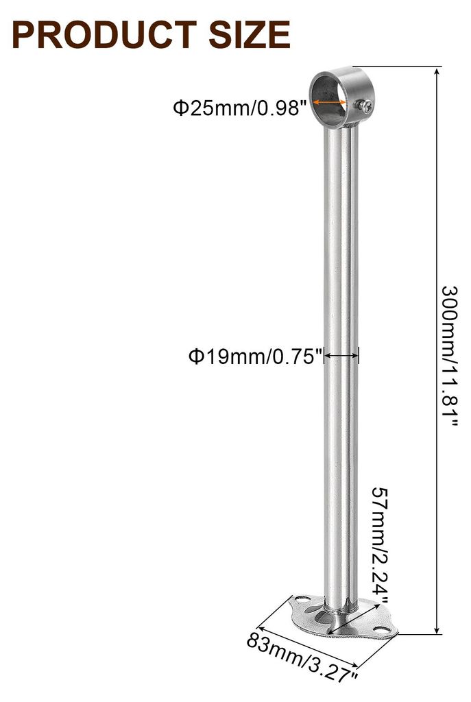 2 Stš¹ck Gardinenstange Halterung Handtuchstange vorhangstange fš¹r 25mm/0,98" Rohrl?nge 300mm/11,81" Edelstahl Deckenhalterung Gardinenstange ...