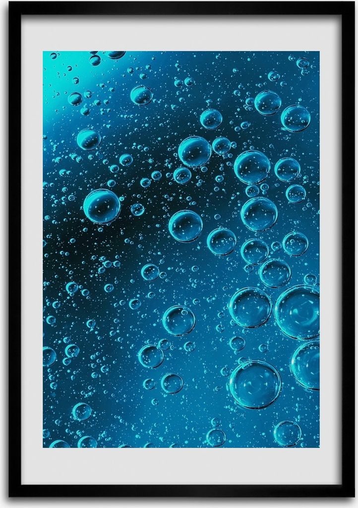Bild - Bilderrahmen - Foto - 70 cm x 100 cm - MDF - Rahmen - Wandkunst - Blasen unter Wasser