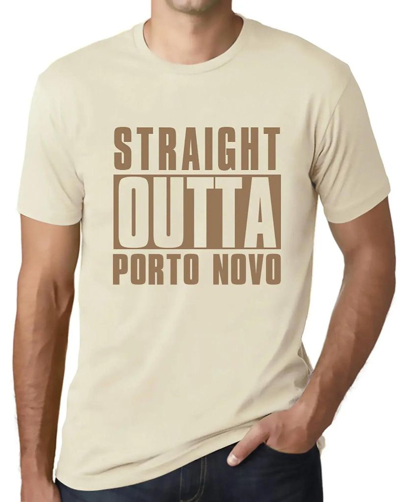 Herren Grafik T-Shirt Direkt aus Porto Novo – Straight Outta Porto Novo – Öko-Verantwortlich Vintage Jahrgang Kurzarm Lustige Druck Geburtstag