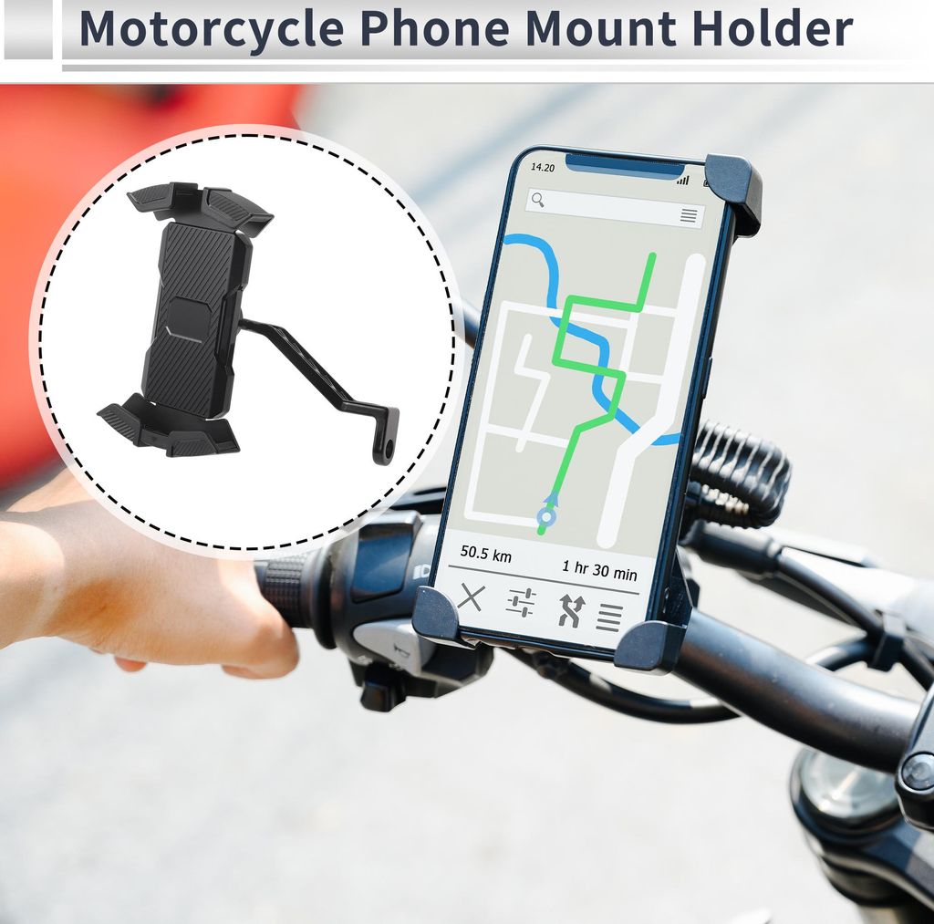 Motorrad Handy Halterung Motorrad Handy Montage Halterung für Rückspiegel Halterung Passt 4.7"-6.8" / 119.38-172.72mm Smartphones Schwarz