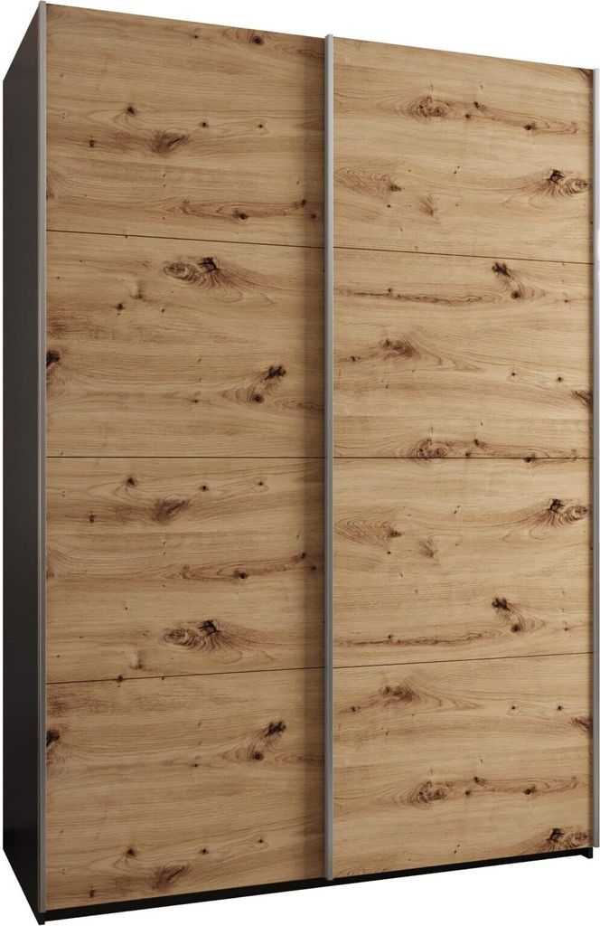 MEBLE KRYSPOL LUX 1 Kleiderschrank - 245,5x170x64cm - Schwarz, Artisan, Silber