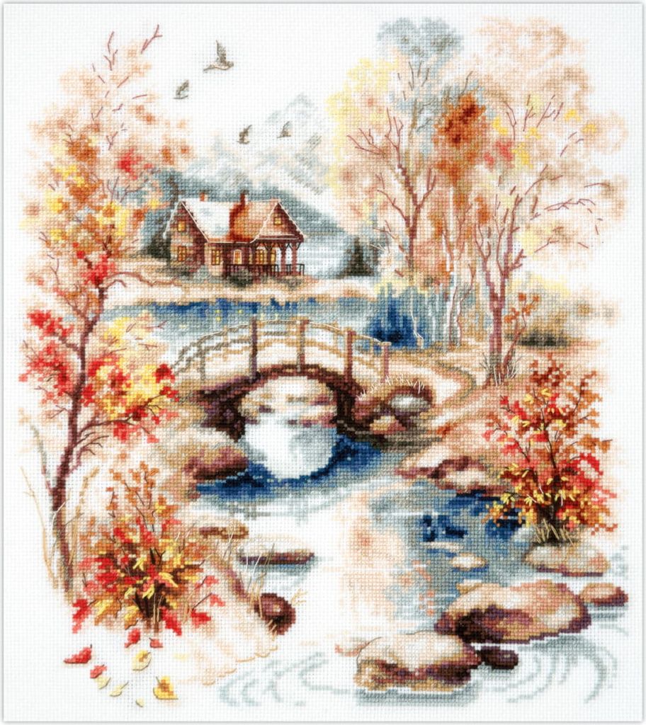 Magic Needle Zweigart Edition Kreuzstich Stickpackung "Herbstliches Aquarell", Zählmuster, 26x30cm