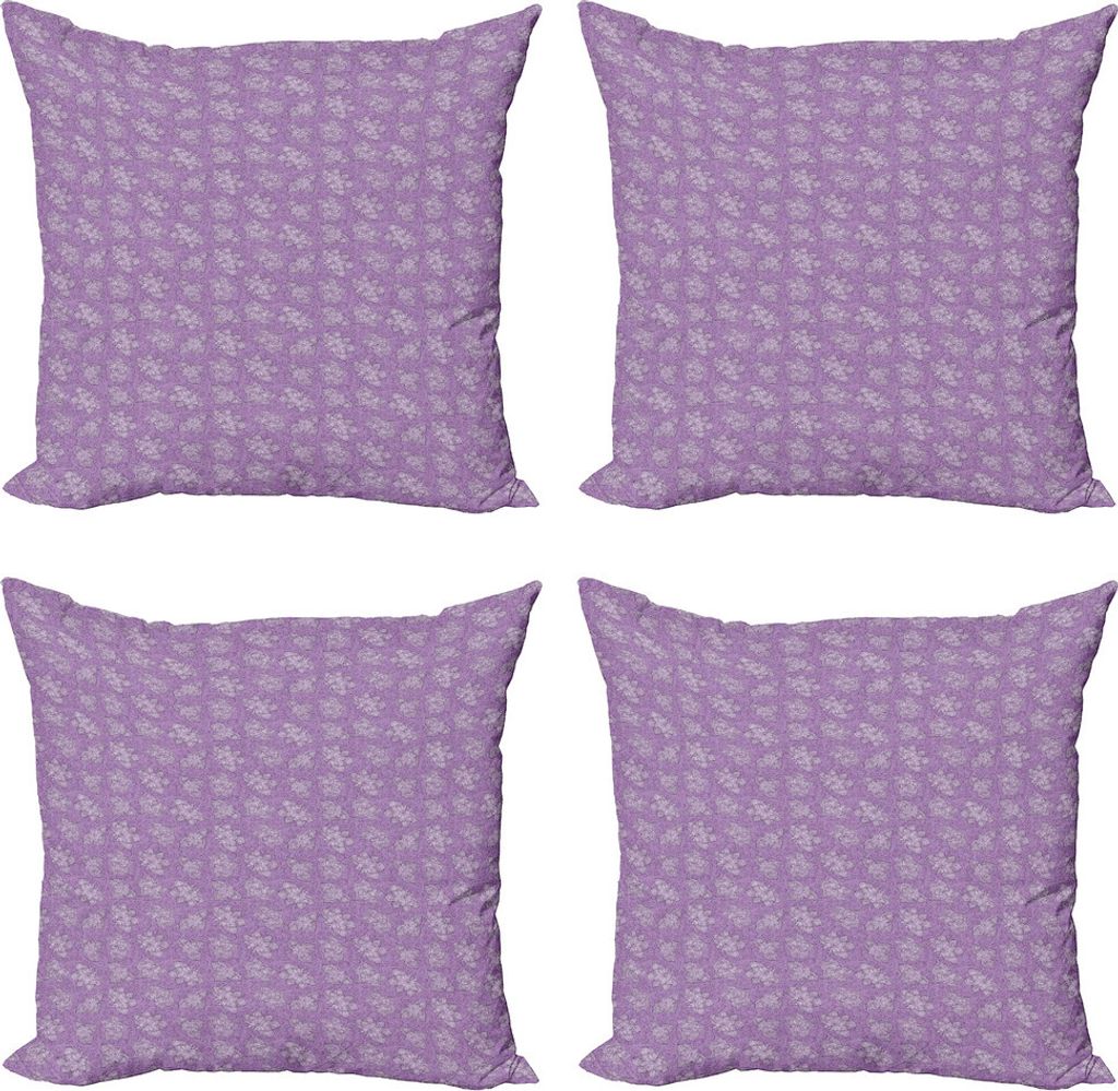ABAKUHAUS Blumen Kissenbezug Set (4 Stück), Pastellzentangle Blumen-Kunst, Moderner Doppelseitiger Digitaldruck, 60 cm x 60 cm, Mauve Flieder und ...