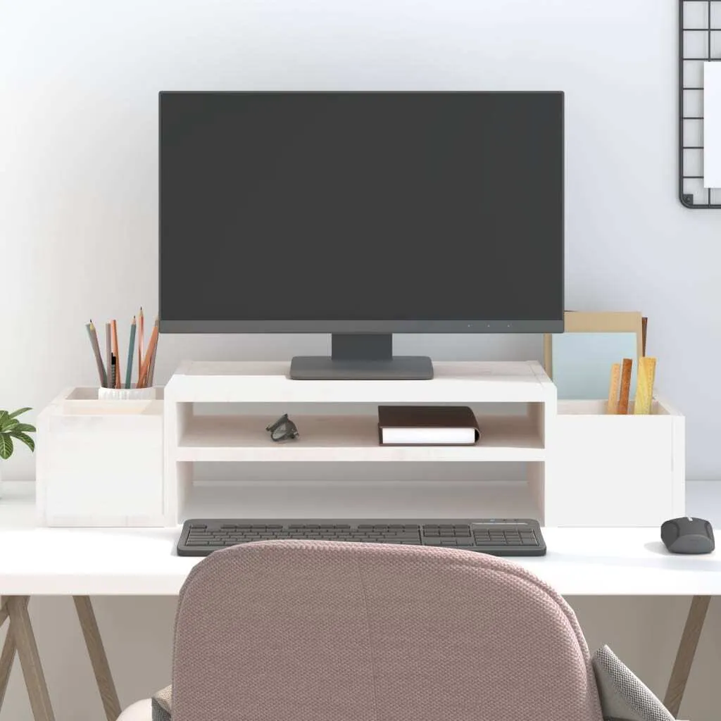 2025 Supporto moderno per monitor bianco 70x27,5x15 cm in legno di pino massiccio - Tavoli per computer,Design 5448539 1parte