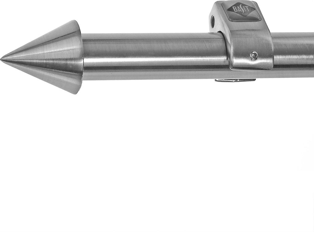 Gardinenstange mit Deckenhalterung I Metall Edelstahl Look 1-läufig Ø20mm D50 R