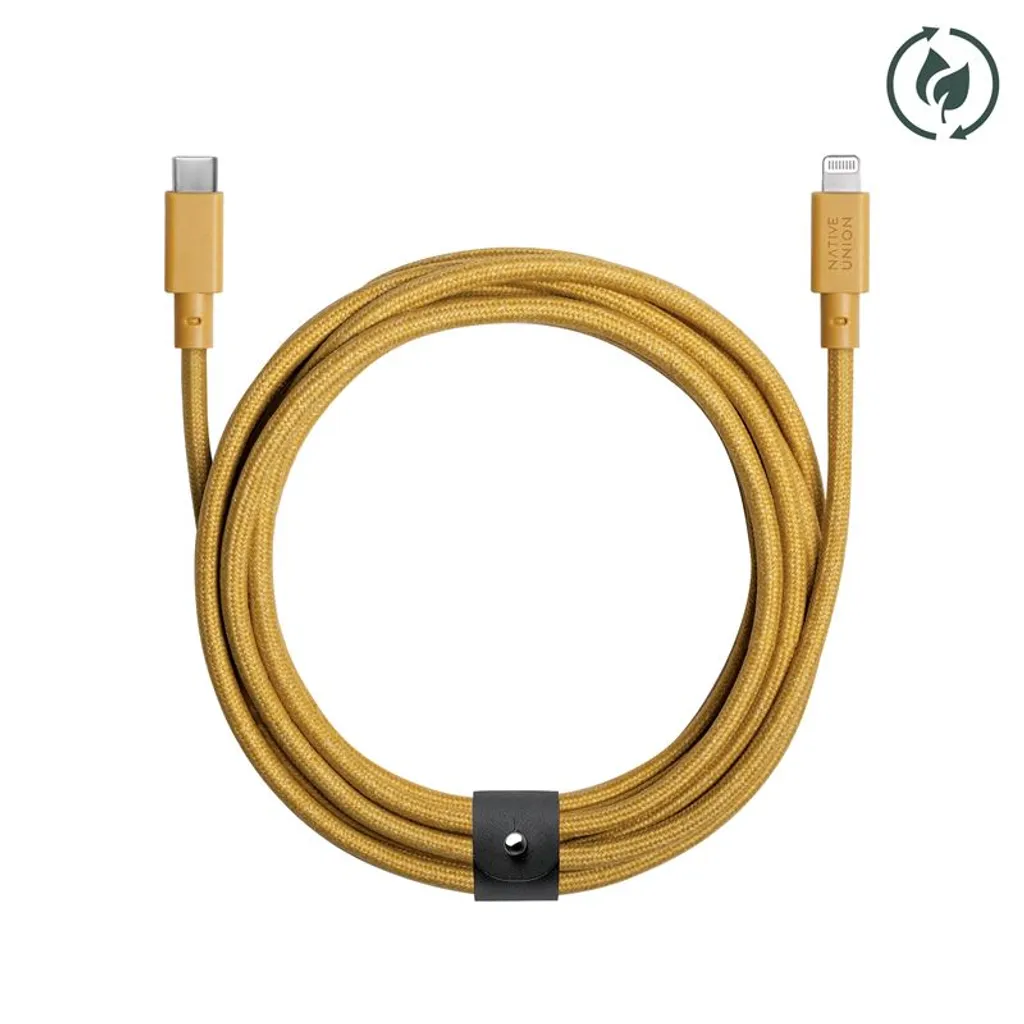 Native Union Eco Belt Câble USB-C vers Lightning 3m Jaune Durable - 3