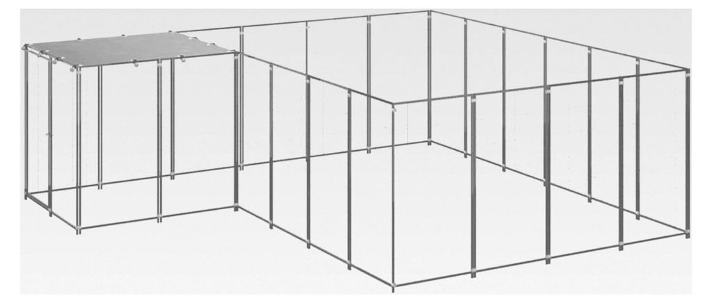 Hundezwinger Silbern 8,47 m² Stahl, Outdoor-Hundekäfig für Garten und Terrasse