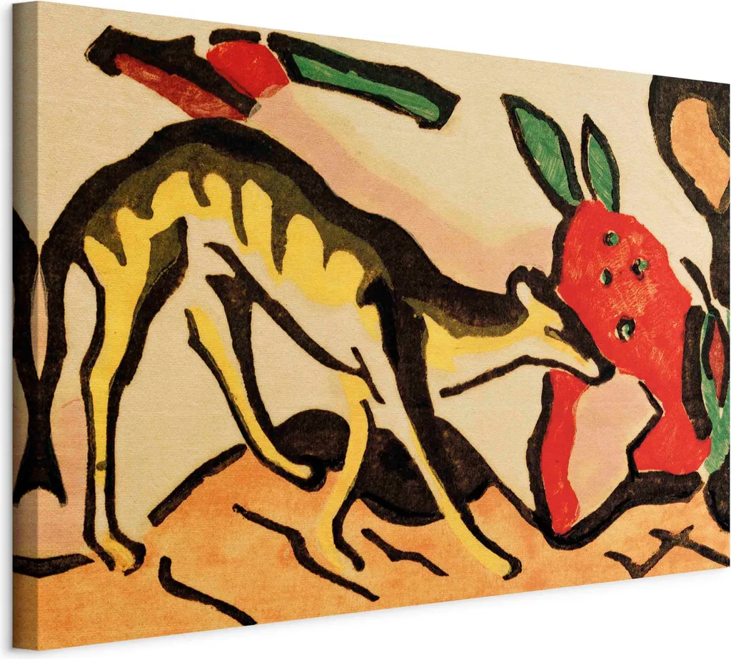 Quadro Moderno Creatura Mitica Franz Marc 120x80 - Telaio in Legno