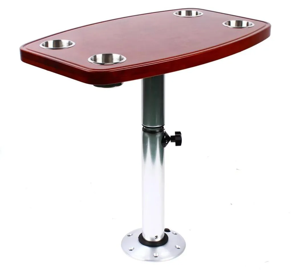 Table de Camping-car Réglable pour Repas Extérieur - Bois Massif et Acier