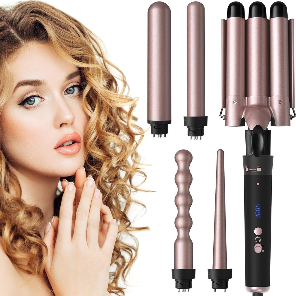 Lockenstab Set 5 in 1, Keramik Curling Wand mit 3 Produktbild 