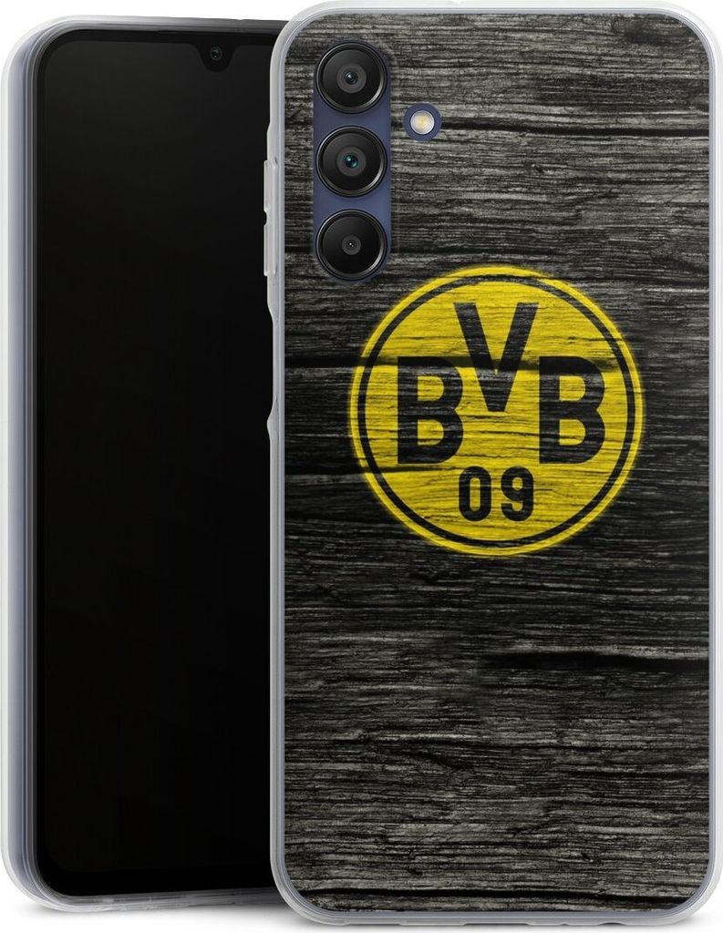 DeinDesign Handyhülle für Samsung Galaxy A15 5G Silikon Hülle Case Smartphone Schutzhülle BVB Borussia Dortmund Holzoptik