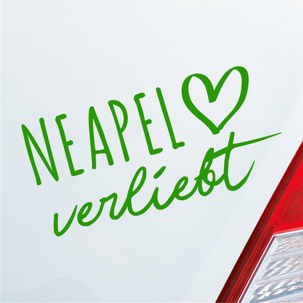 Auto Aufkleber Neapel verliebt Herz Stadt Heimat Liebe Car 19x10 cm Hellgrün Sticker Heckscheibenaufkleber
