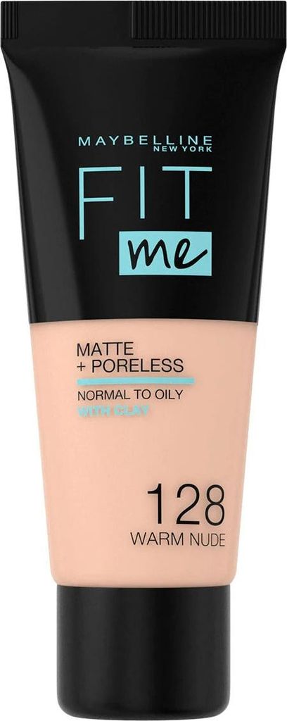 Maybelline Fit Me! Foundation Matte + Poreless Flüssiges Make Up mit mattierender Wirkung 128 Warm Nude 30 ml